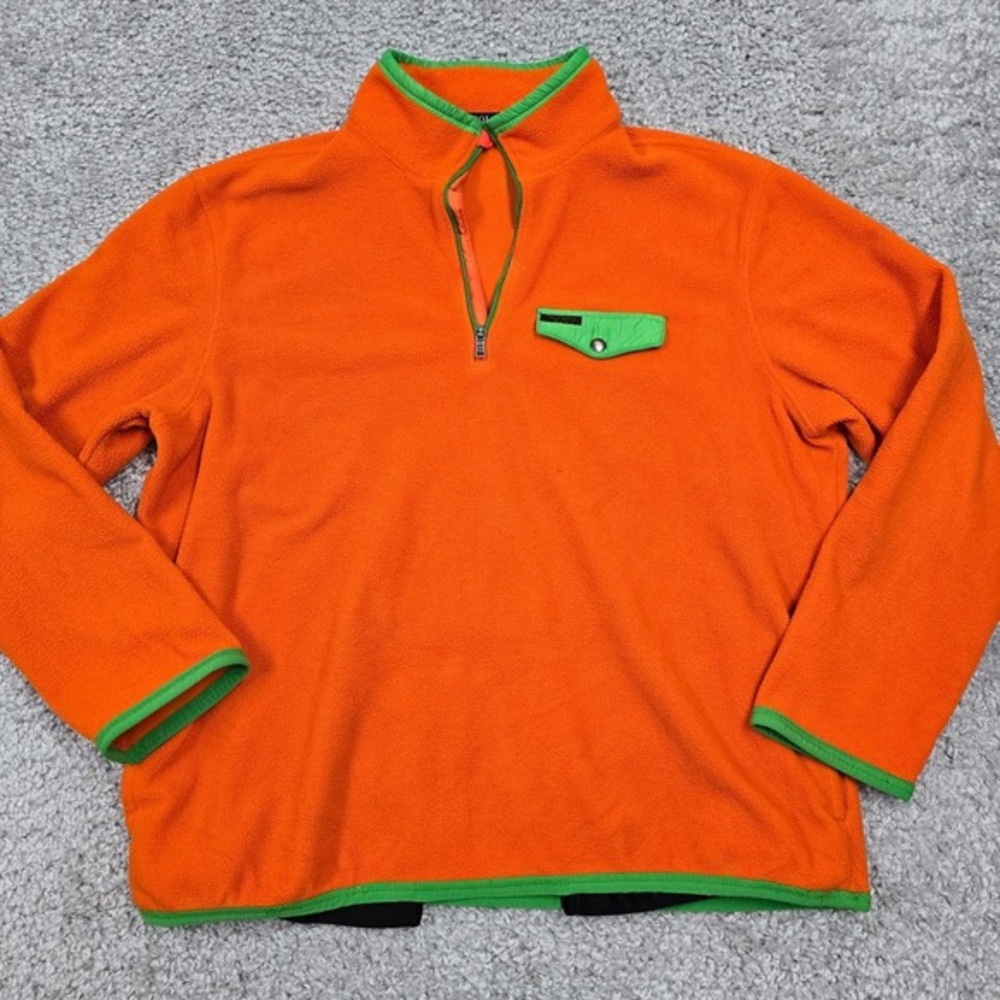 Polo‎ Ralph Lauren Fleece Pullover Mens XXL Orange Green Quarter Zip Gorpcore